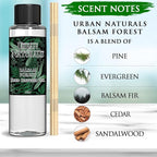 Urban Naturals Balsam Forest Oil Reed Diffuser Refill + Free Set of Reed Sticks - Fragrance Notes of Pine Fir Needles, Evergreen, Woodsy Cedar and Sandalwood – Vegan, 4 oz Made in The USA
