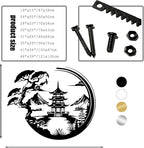 Japanese Metal Wall Art, Bonsai Tree & Torii Gate Metal Wall Decor, Bonsai Tree Wall Decor, Asian Wall Art, House Decorations Living Room, Gift for Japan Culture Lover (Black, 24"x20"/60x50cm)