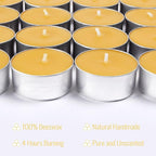 16 Packs Beeswax Tealight Candles,Natural Beeswax Tea Lights Candle in Aluminum Cups,4-5 Hour Burn Time,Unscented Smokeless Candles