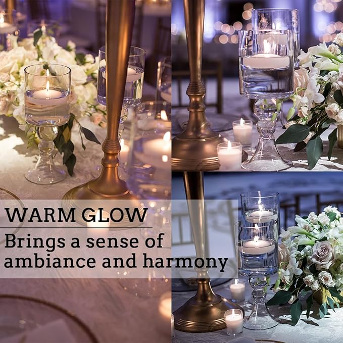 36 Packs 3-Inch Floating Candle Set, White,Unscented Soy Candles for Weddings, Pool Parties, Holiday Table Decorations, Home Decor and More Burn for 8+ Hours.