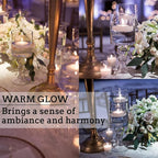 10hours 24 Pack of 3-inch Floating Candle Set, Fragrance-Free White Soy Candle for Weddings, Pool Parties, Holiday Table Decorations,Home Decor,Spa.