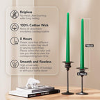 New Burning Formula Unscented Dripless 10-Inch Taper Candles Set of 12 - Emerald, for Wedding, Dinner - Smokeless, Long Burning - Hand Poured, Colored Tall Candlesticks - Esmeralda
