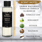 Urban Naturals Tobacco Vanilla Reed Diffuser Refill Set | Includes a Free Set of Reed Sticks! 4 oz | Great Gift Idea Home Fragrance Lovers!