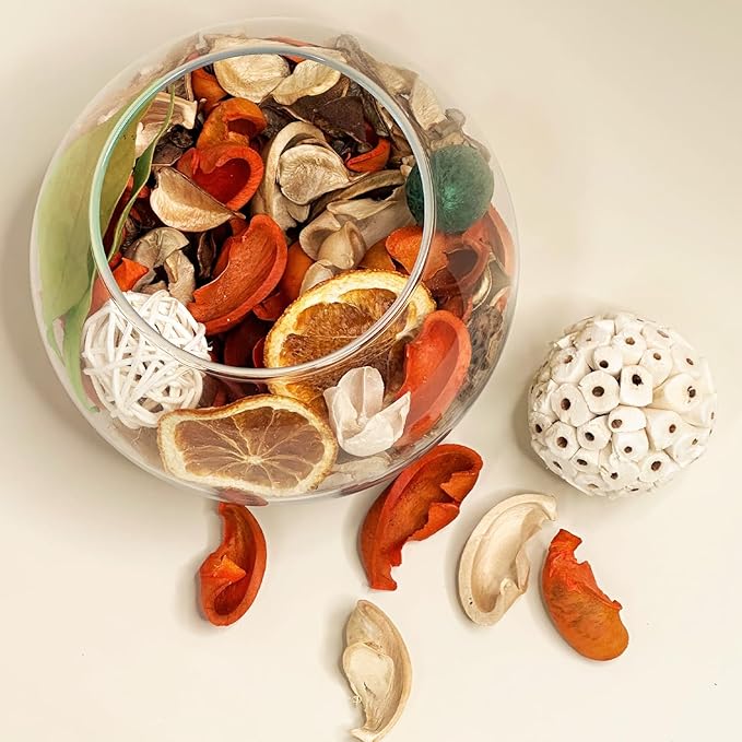 Qingbei Rina Fall Potpourri Bags,Citrus Orange Scented Potpourri Bowl Filler,Thanksgiving Decorative Dried Flower,Home Fragrance Farmhouse Harvest Vase Decor,10oz