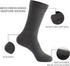 J-BOX Men's Cotton Crew Socks-Wicking Black Dress Socks, Anti-Odor&Breathable for Business/Casual, Size 6-15