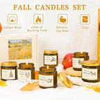 6 Pack Fall Candles Set,Scented Candles for Home, Aromatherapy Gifts for Women Men, Fall Winter Holiday Natural Soy Candles Set for Birthday, Mother's Valentines Day Gifts for Her