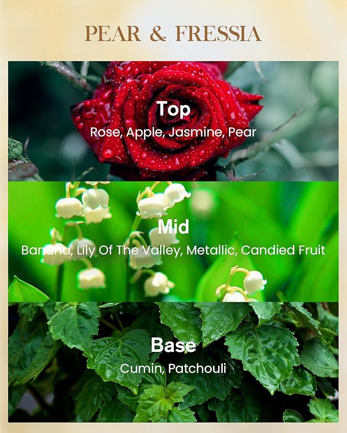 M&SENSE Pear Fressia Scented Natural Soy Wax Candle, 14.1oz 60 Hours Long Lasting Slow Burning Candles for Home Decor, Aromatherapy Candle for Stress Relief