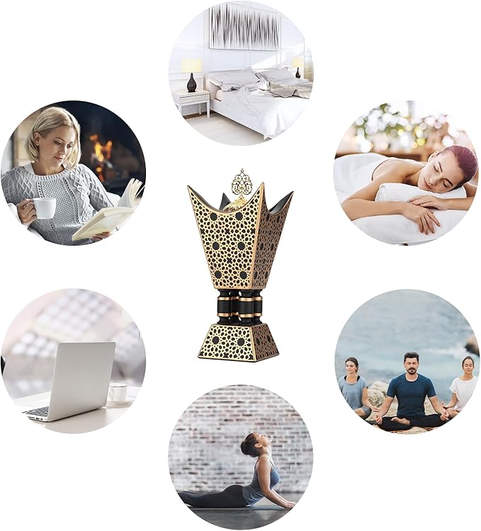 Bakhoor Incense Burner, Oud Frankincense Resin Burner 8.85Inches Tall,Charcoal Incense Burner - for Yoga, Spa Aromatherapy, Office & Home Decor (Trophy Shape) (Black)