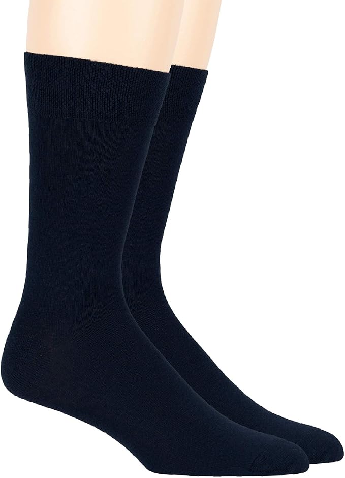 7BigStars Mens Dress Socks – 6 Pairs Crew, Soft Stay Up, Cotton Comfort for Business, Office, Big and Tall, Breathable