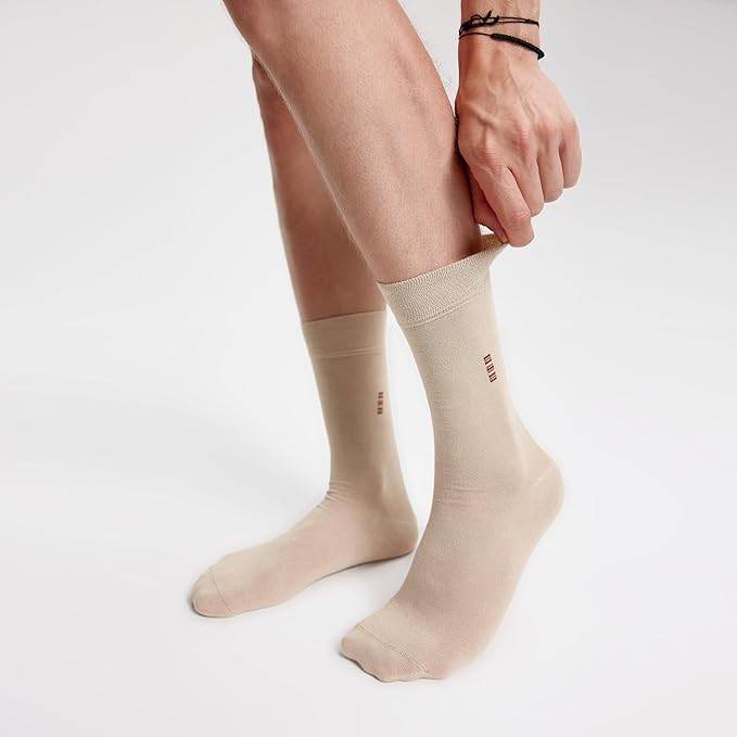 VRD Men’s Dress Socks, Bamboo 5-Pack Mens Socks, Mid Calf Length, Crew Socks Gift for Men Shoe Size 8-13