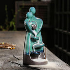 Simcat Backflow Incense Burner Holder Handicraft Hugging Lovers Incense Holder Censer Romantic Incense Waterfall Burner Decor + 20 Backflow Incense Cones 30 Incense Sticks 1 Tweezer 1 Mat