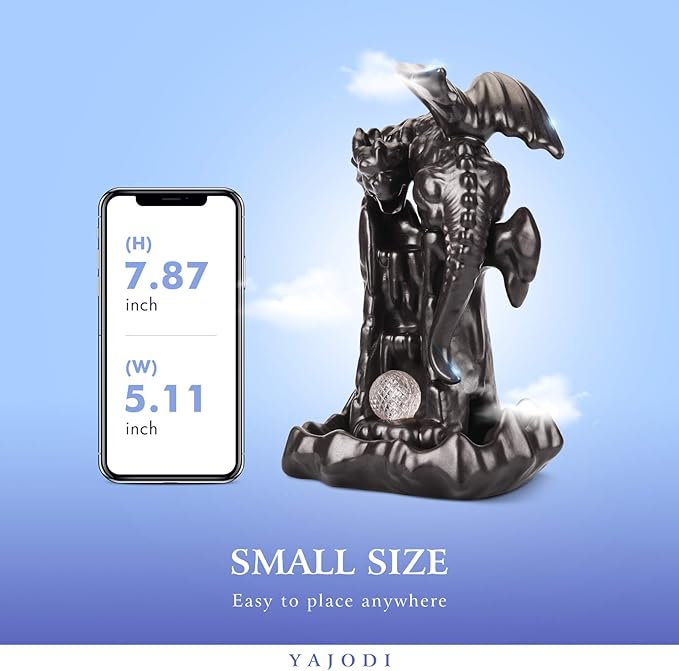 Dragon Backflow Incense Holder Waterfall Incense Burner, Smoke Incense Holder,with 70 Backflow Incense Cones+50 Incense Stick,1 Mat,1 Tweezers Ornament Home Decor（Black Brown）