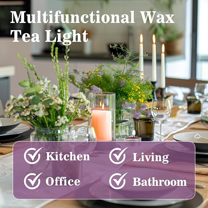 Purple Tea Lights Candles Bulk - 25Pcs MAQIHAN Tea Candles Mini Votive Mini Candle with Cotton Wick for Home Decoration,Pool,Shabbat,Wedding,Emergencies