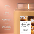 Yankee Candle Large Jar Scented Candle with up to 150 Hour Burn Time, Premium Plant Wax Blend for Consistent Burn, 22 oz Jar Candle with Room Filling Fragrance, Salted Caramel