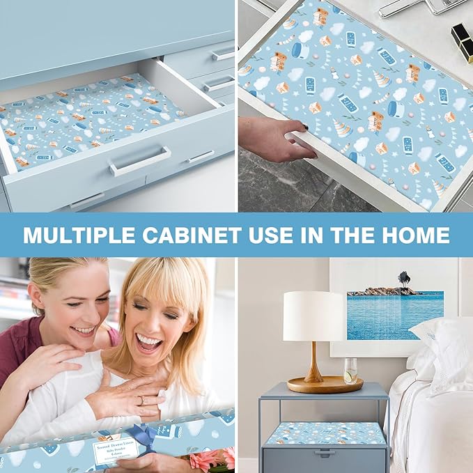 SCENTORINI Drawer Liners, 6 Sheets Fragrant Paper Liners,Baby Powder Scent Non-Adhesive Paper Sheets for Home Closet, Dresser Drawers, for Home Fragrance