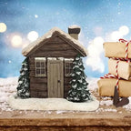 Log Cabin Incense Burner with Smoking Chimney, Resin Christmas Log Cabin Incense Cone Burner, Snowy Winter Rustic Aromatherapy Incenses Holder, Home Tabletop Christmas DecorIncense Burner(1PC)