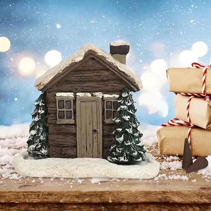 Log Cabin Incense Burner with Smoking Chimney, Resin Christmas Log Cabin Incense Cone Burner, Snowy Winter Rustic Aromatherapy Incenses Holder, Home Tabletop Christmas DecorIncense Burner(1PC)