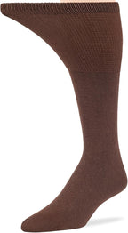 7BigStars Men Diabetic Loose Dress Seamless Cotton Mid Calf Socks - 5 Pack Large - Solid Casual - Sock Size 10-13 Shoe Size 9-12 L Brown