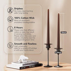 New Burning Formula Unscented Dripless 10-Inch Taper Candles Set of 12 - Cocoa Brown, for Wedding, Dinner - Smokeless, Long Burning - Hand Poured, Colored Tall Candlesticks - Marrón Cacao