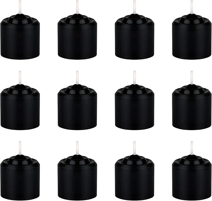 Mega Candles 12 pcs Unscented Black Votive Candles, Hand Poured Wax Candle 10 Hours 1.38 Inch x 1.5 Inch, Home Décor, Wedding Receptions, Centerpieces, Occasions, Events, Meditations, Holders