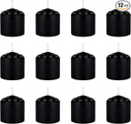 Mega Candles 12 pcs Unscented Black Votive Candles, Hand Poured Wax Candle 10 Hours 1.38 Inch x 1.5 Inch, Home Décor, Wedding Receptions, Centerpieces, Occasions, Events, Festivities, Meditations