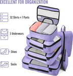 Veken 8 Set Packing Cubes for Travel Essentials, Suitcase Organizer Bags in 4 Sizes, Carry-On Luggage Accessories with Large Laundry & Hanging Toiletry Bag, Must-Have for Airplane, Road Trip & Camping