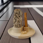 4 in 1 Incense Holder, Ceramic Incense Stick and Palo Santo Holder,Sage Holder for Burning- 5.5" Ceramic Ash Catcher Tray for Meditation and Yoga Room (Star Sand)