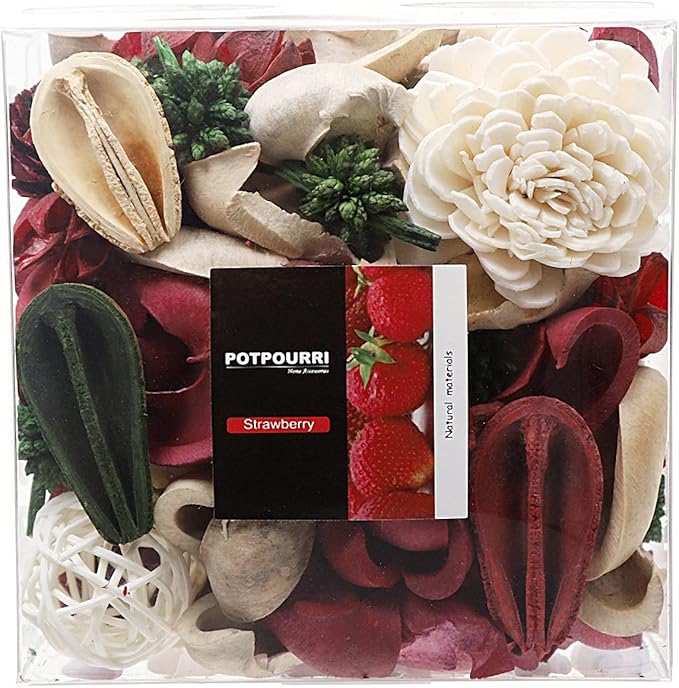 Qingbei Rina Red Potpourri,Strawberry Scented Christmas Potpourri Bowl Filler Dried Flowers,Decorative Vase Filler,Home Fragrance Perfume Sachet,9.8 Oz