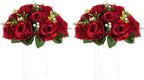 NUPTIO Flower Wedding Centrepieces for Tables - 2 Pcs 9.5in Diameter Crimson Artificial Flowers Rose Ball for Centerpieces Table - Fake Rose Arrangements for Weddings Birthday Party Decor