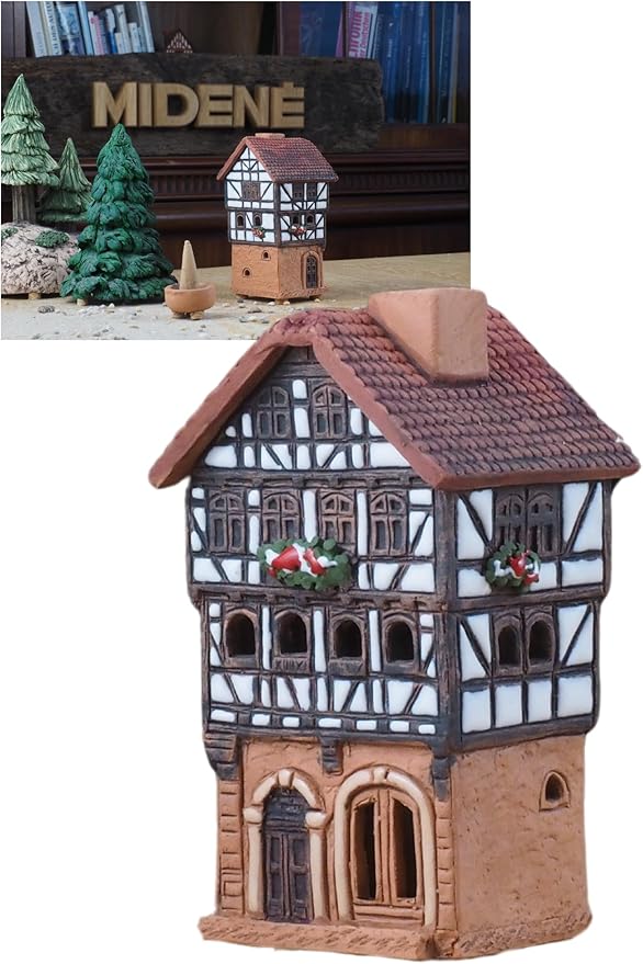Ceramic Houses Collection - Collectible Miniature of Historic House in Lauterbach Germany - Cone Incense Holder Room Decor - Ceramic Incense Burner S19-1