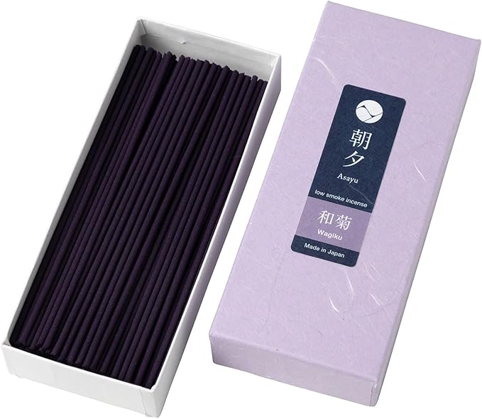 Asayu Japanese Low Smoke Incense Sticks Wagiku Japanese Chrysanthemum Scent (40gr), Made in Japan Quality (Wagiku Japanese Chrysanthemum 40gr)