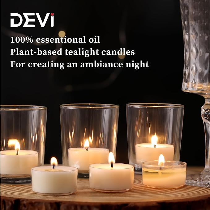 Blossom Jasmine Scented Tea Lights Candles 12 Pack, 4-5 Hours Natural Palm Tea Candles Bulk for Home Scented, Small Tealight Votives for Home Aromatherapy, Baby Shower Favors