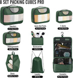 Veken 8 Set Packing Cubes for Travel Essentials, Suitcase Organizer Bags in 4 Sizes, Carry-On Luggage Accessories with Large Laundry & Hanging Toiletry Bag, Must-Have for Airplane, Road Trip & Camping
