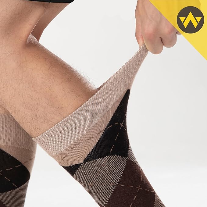 WANDER Men's Dress Socks Cotton Thin Classic Lightweight Socks 6/8 Pairs Solid & Patterned Soft Breathable Socks