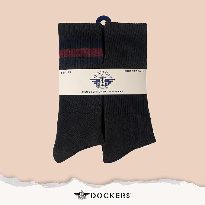 DOCKERS Men's Performance Socks - 3-Pairs and 6-Pairs Athletic and Dress Crew Socks for Men