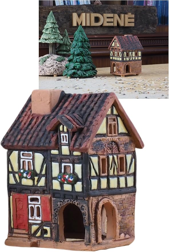 Ceramic Houses Collection - Collectible Miniature of Historic House in Lauterbach Germany - Cone Incense Holder Room Decor - Ceramic Incense Burner S19-2