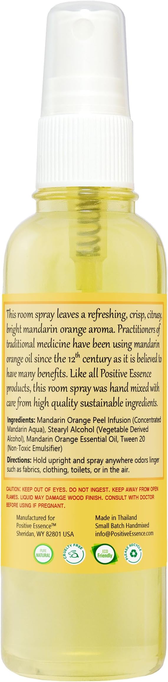 Mandarin Orange Linen and Room Spray, Natural Air Freshener Made with Pure Mandarin Essential Oil, Pillow Spray, Odor Eliminator