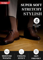 Hugh Ugoli Men's Cotton Dress Socks for Business & Trouser, Thin & Seamless Crew Socks, 4 Pairs with Gift Box, Shoe Size 8-12