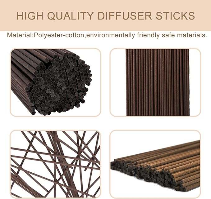 HOSSIAN 50pcs Reed Diffuser Sticks - Wood Rattan-Reed Sticks -Essential Oil Aroma Diffuser Sticks- Spa-Aromatherapy(7.5"/19cm) (Brown 7.5"/19cm)