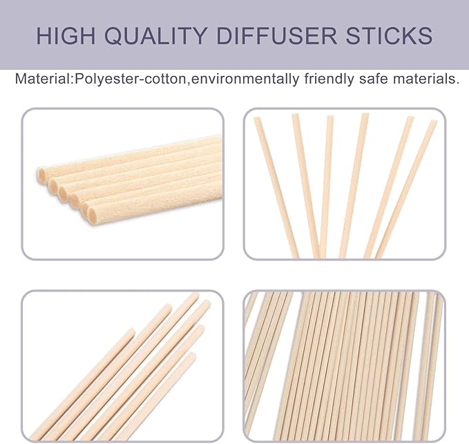 HOSSIAN 50pcs Reed Diffuser Sticks - Wood Rattan-Reed Sticks -Essential Oil Aroma Diffuser Sticks- Spa-Aromatherapy(Primary Color7.5/19cm)