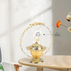 Metal Bakhoor Burner, Frankincense Resin Incense Burner, Charcoal Incense Burner, Incense Censer, Incense Burner for Yoga, Spa Aromatherapy Office Home Decor（Gold）