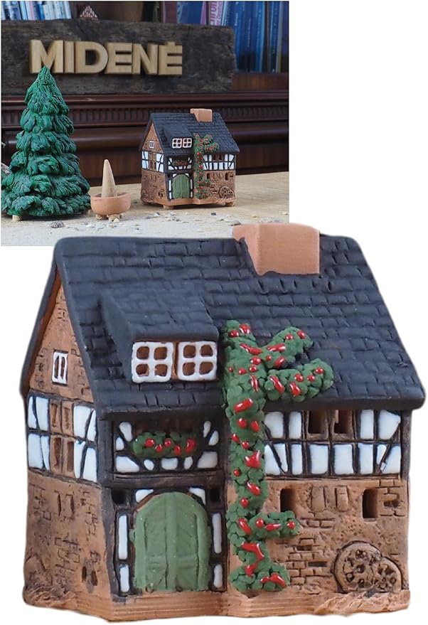 Ceramic Houses Collection - Collectible Miniature of Historic House in Lauterbach Germany - Cone Incense Holder Room Decor - Ceramic Incense Burner S19-5