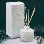 Thymes Frasier Fir Reed Diffuser Set – Includes Reeds, Fragrance Oil, and Frosted Glass Bottle – Fragrance Oil Diffuser – Room Fresheners – Luxury Home Decor – White (Flocked, 4 fl oz)