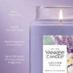 Yankee Candle Lavender Vanilla Scented Candle, 22oz Large Jar with up to 150 Hour Burn Time, Giftable