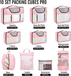 Veken 10 Set Packing Cubes for Travel Essential, Suitcase Organizer Bags in 4 Sizes, Carry-On Luggage Accessories with Large Laundry & Hanging Toiletry Bag, Must-Have for Airplane, Road Trip & Camping