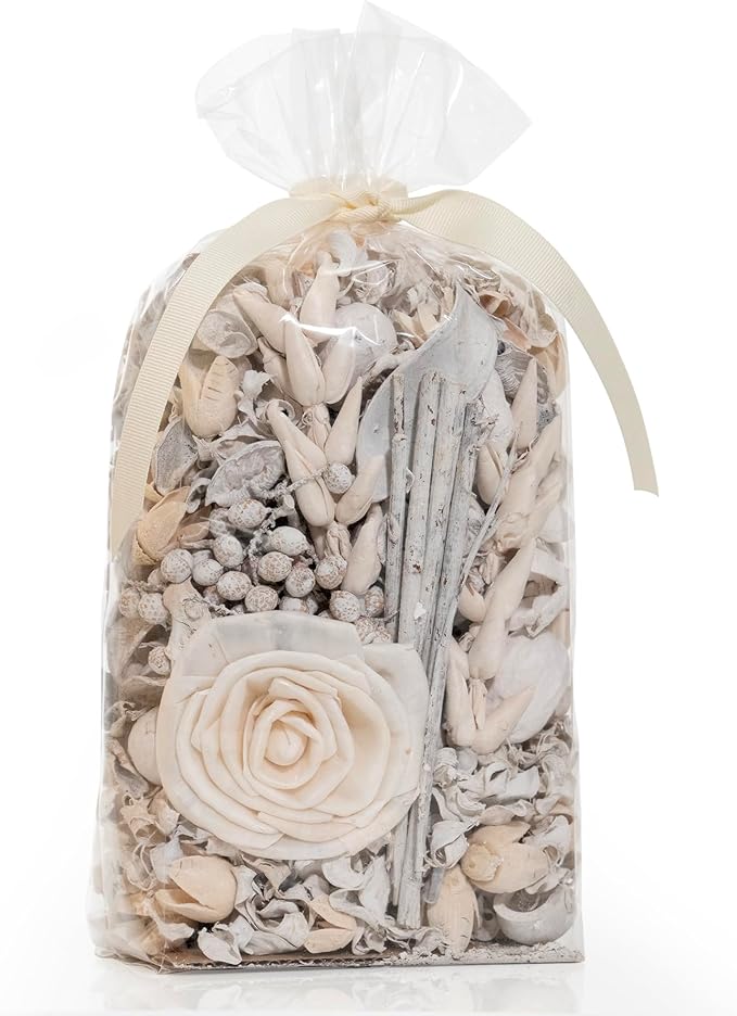 Linen White Fragrance Potpourri Bag Home Décor | Floral Petals Vase & Bowl Filler (White)
