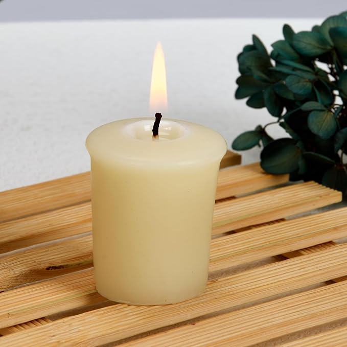 18PCS Beeswax Votive Candles Bulk, Pure Natural Beeswax - 15 Hour Burn Time, Unscented Handmade Candles for Church and Festival Decoration(Ivory)