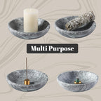Koville Natural Marble Incense Holder, Incense Holder for Sticks with 9 Holes, Handmade Incense Burner Ash Catcher for Meditation Yoga SPA, Balsam Fir/Palo Santo/Sage/Cone (Grey)