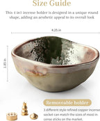 4 in 1 Incense Holder with 3 Different Incense Sockets, 4.25 Inch Incense Burner, Unique Round Shape Incense Holder for Sticks, Ceramic Incense Stick Holder for Meditation, Yoga, Rose Gold