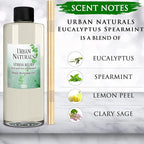 Urban Naturals Reed Diffuser Oil Refill Eucalyptus Spearmint with Lemon Peel, Clary Sage 8 oz + Free Reed Sticks, Made in The USA